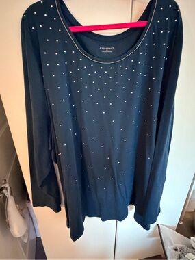New with Tags 5X Catherine’s dark teal Studded Long Sleeve Women’s Top